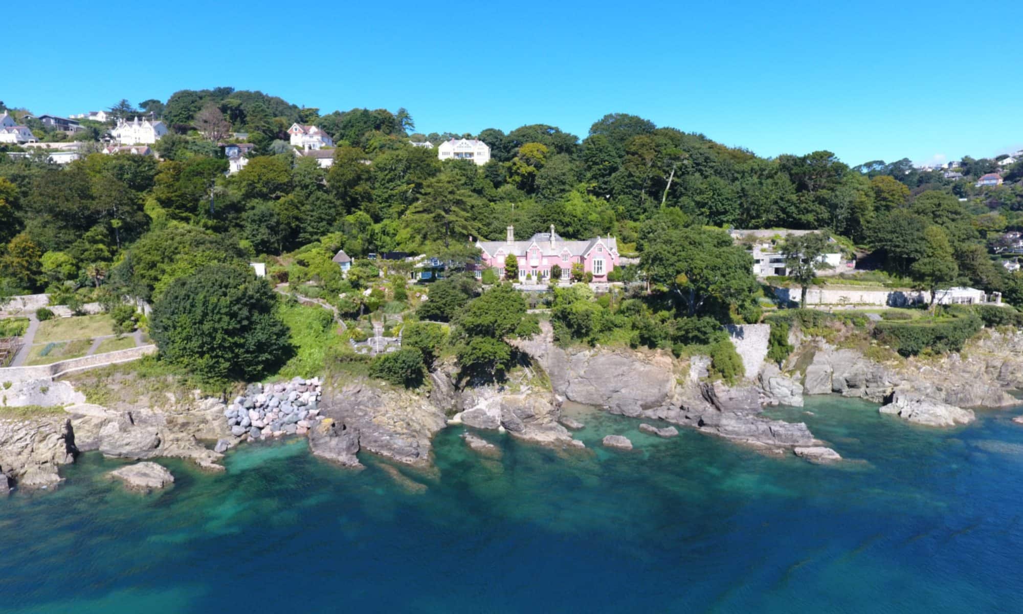 Aerial drone view over the South Devon coast